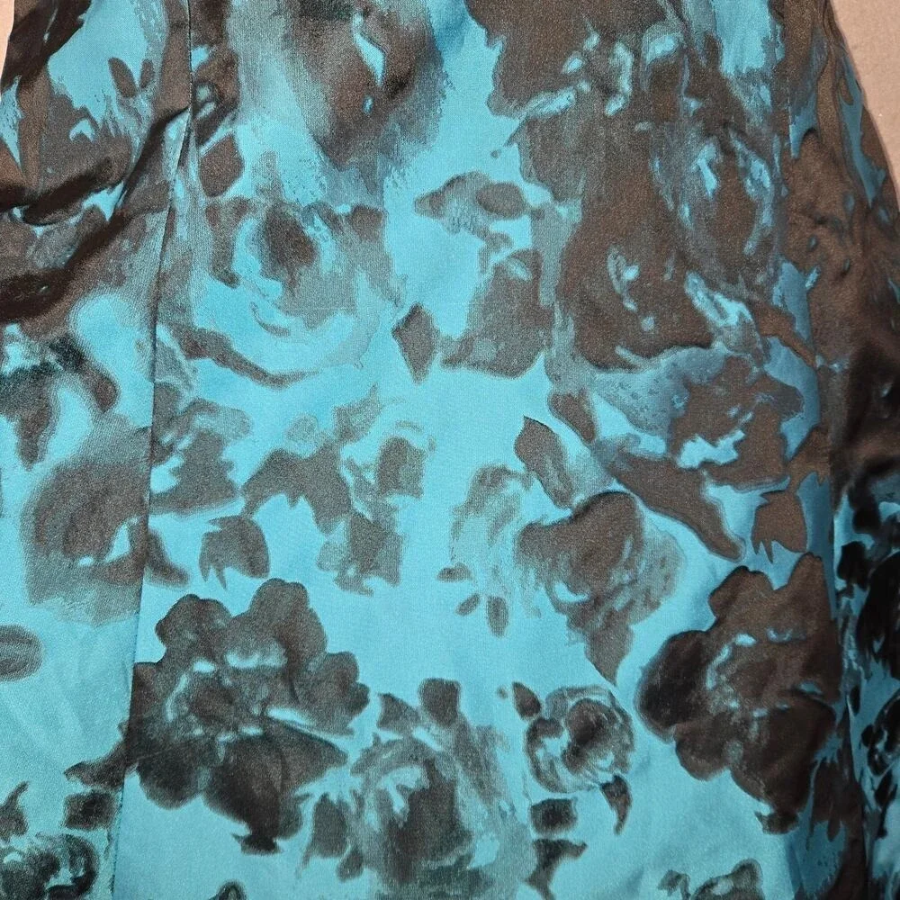 For tigerchik Sherri Hill Size 4 Strapless Gown Teal Black Floral - Picture 5 of 11